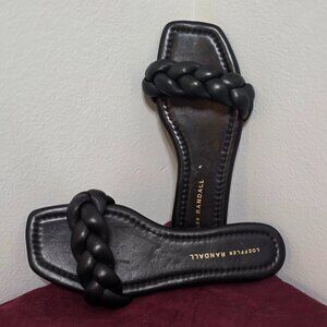 Loeffler Randall Braided Bond Flat Sandal in Black Size US Womens 6.5 B